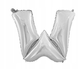 BALON foliowy srebrny litera W urodziny duży 40 cm
