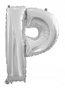 BALON foliowy srebrny litera P urodziny 40