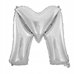 BALON foliowy srebrny litera M urodziny 40