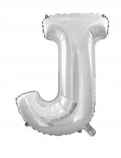BALON foliowy srebrny litera J urodziny 40