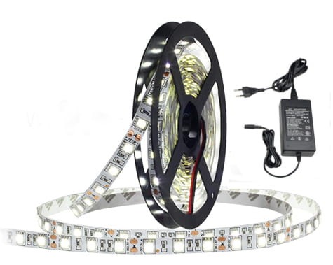 WODOODPORNA TAŚMA LED 5050 5m zasilacz 12V B ZIMNY