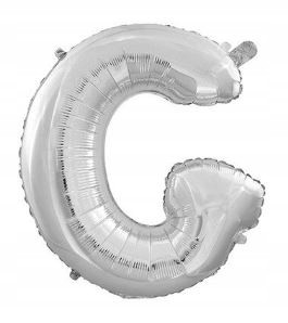 BALON foliowy srebrny litera G urodziny 40