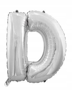 BALON foliowy srebrny litera D urodziny 40
