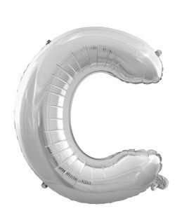 BALON foliowy srebrny litera C urodziny 40