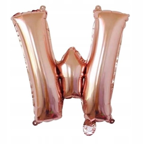BALON foliowy ROSE GOLD litera W urodziny impreza