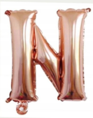 BALON foliowy ROSE GOLD litera N urodziny impreza