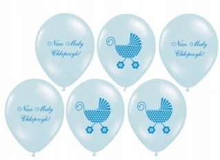Balon gumowe BABY SHOWER 6 szt urodziny błękitny