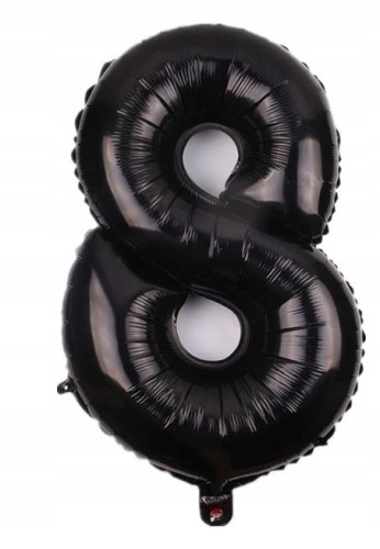 BALON foliowy CZARNY cyfra OSIEM 8 urodziny 100cm