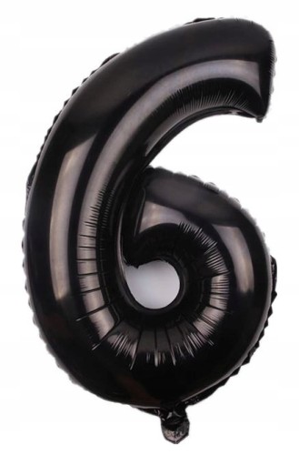 BALON foliowy CZARNY cyfra SZEŚĆ 6 urodziny 100cm