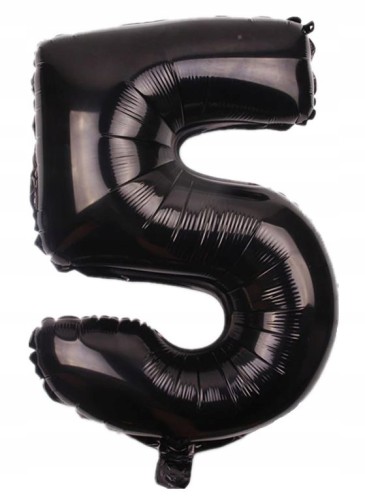 BALON foliowy CZARNY cyfra PIĘĆ 5 urodziny 100cm