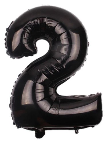 BALON foliowy CZARNY cyfra DWA 2 urodziny 100cm