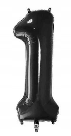 BALON foliowy CZARNY cyfra JEDEN 1 urodziny 100 cm