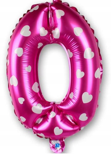 BALON foliowy RÓŻOWY cyfra ZERO 0 urodziny 40cm