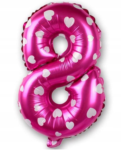 BALON foliowy RÓŻOWY cyfra OSIEM 8 urodziny 40cm