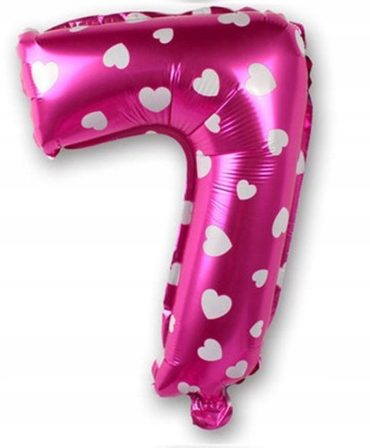 BALON foliowy RÓŻOWY cyfra SIEDEM 7 urodziny 40cm