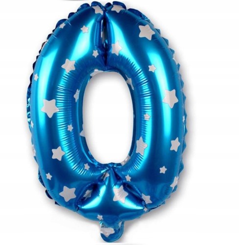 BALON foliowy BŁĘKITNY cyfra ZERO 0 urodziny 40cm