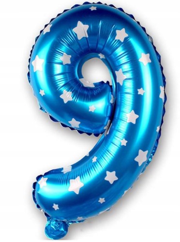 BALON foliowy BŁĘKITNY cyfra DZIEWIĘĆ 9 urodziny
