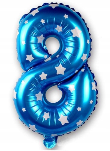 BALON foliowy BŁĘKITNY cyfra OSIEM 8 urodziny 40cm