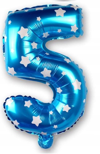 BALON foliowy BŁĘKITNY cyfra PIĘĆ 5 urodziny 40cm