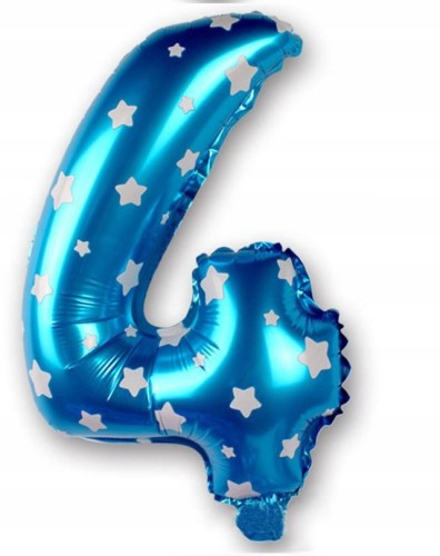 BALON foliowy BŁĘKITNY cyfra CZTERY 4 urodziny
