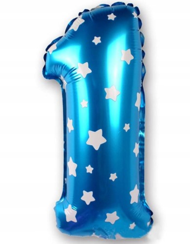 BALON foliowy BŁĘKITNY cyfra JEDEN 1 urodziny 40cm