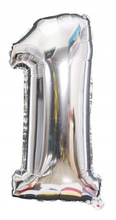 BALON foliowy SREBRNY cyfra JEDEN 1 urodziny 40 cm