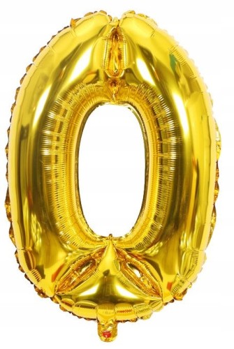 BALON foliowy złoty cyfra ZERO 0 urodziny 40 cm