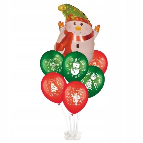 ZESTAW balonów Bałwan święta stojak 7 szt