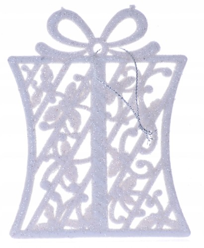 bombka choinkowa biały brokat PREZENT 3 szt