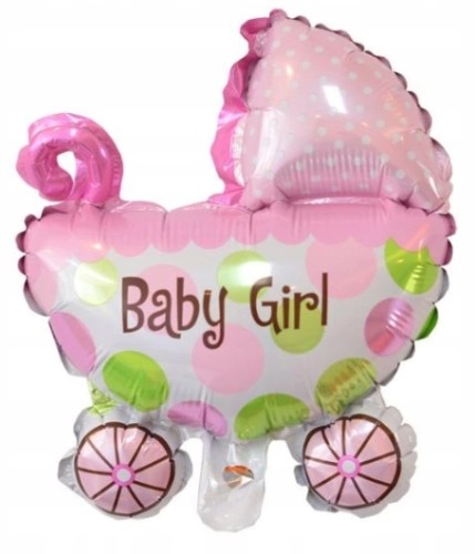 BALON foliowy wózek baby shower urodziny duży 80cm