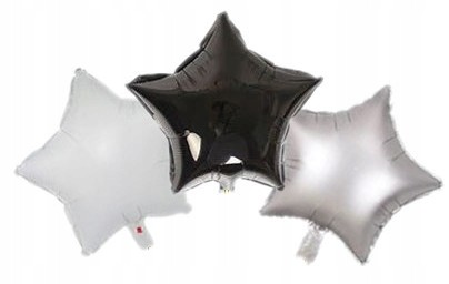 BALONY foliowe czarny biały srebrny gwiazdy 45 cm