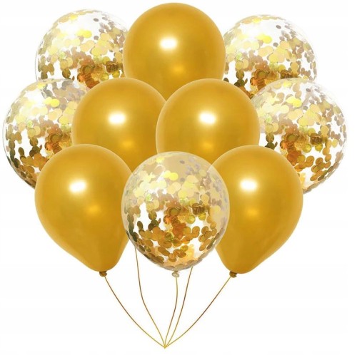 Zestaw balonów z konfetti złote GOLD 10szt.