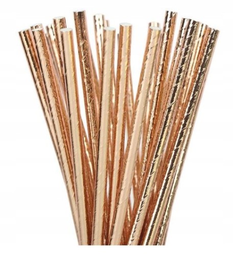 Słomki BIO RURKI papierowe ros gold urodziny 25szt