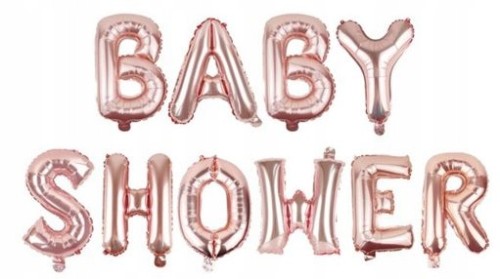 BALONY foliowe napis BABY SHOWER ros gold 40 cm