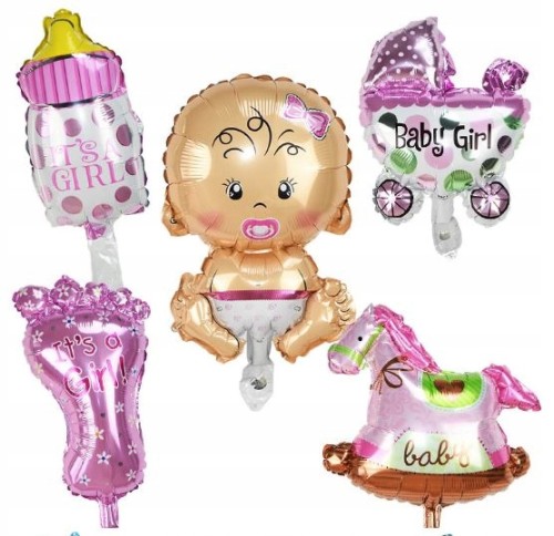 BALONY foliowe baby shower dziewczynka zestaw girl