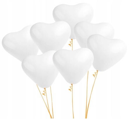 Balony BIAŁE serca wesele urodziny 8 szt roczek