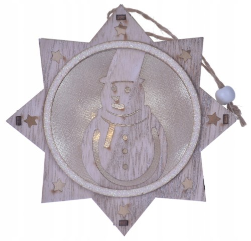 Witraż stroik LED drewniany bałwan bombka gwiazda