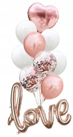 Zestaw balony konfetti rose GOLD love duże 30 cm