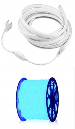 TAŚMA NEON LED 230 WODOODPORNY ZESTAW 5m NIEBIESKI